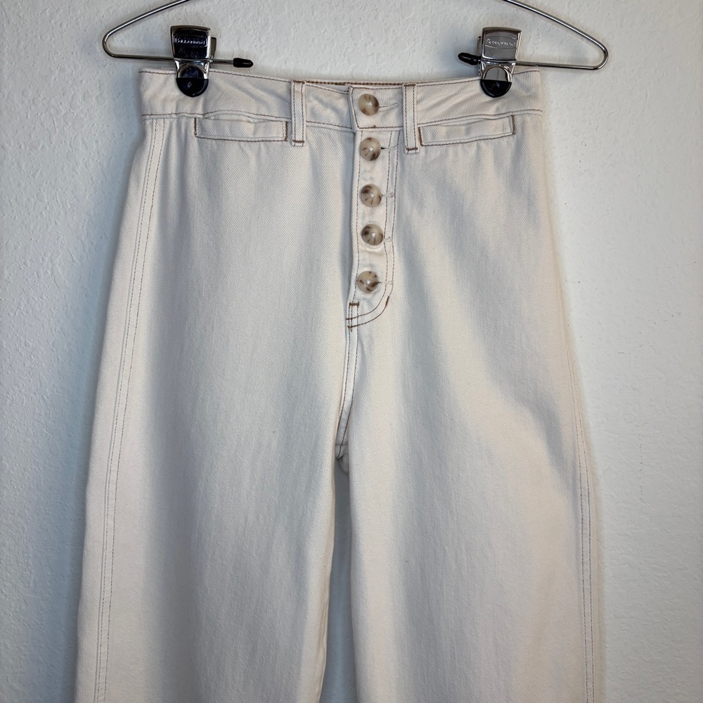 Reformation Lexi Jeans High Rise Wide Leg Ivory Size 24 - Picture 3 of 8